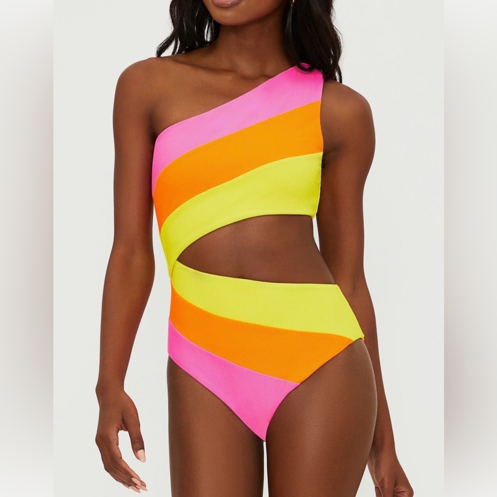 NWOT Beach Riot Joyce Stripe Cutout One Shoulder Size Medium